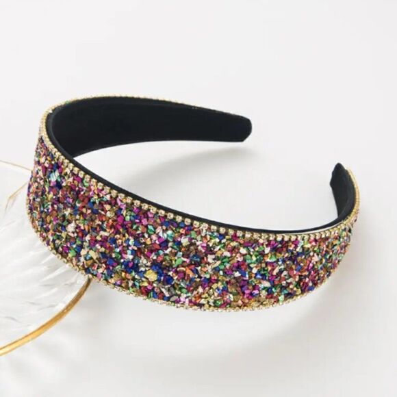 Crystal Bead Encrusted Headband Women Girl Fashion Crystal Multi-color Sparkles - Picture 1 of 2